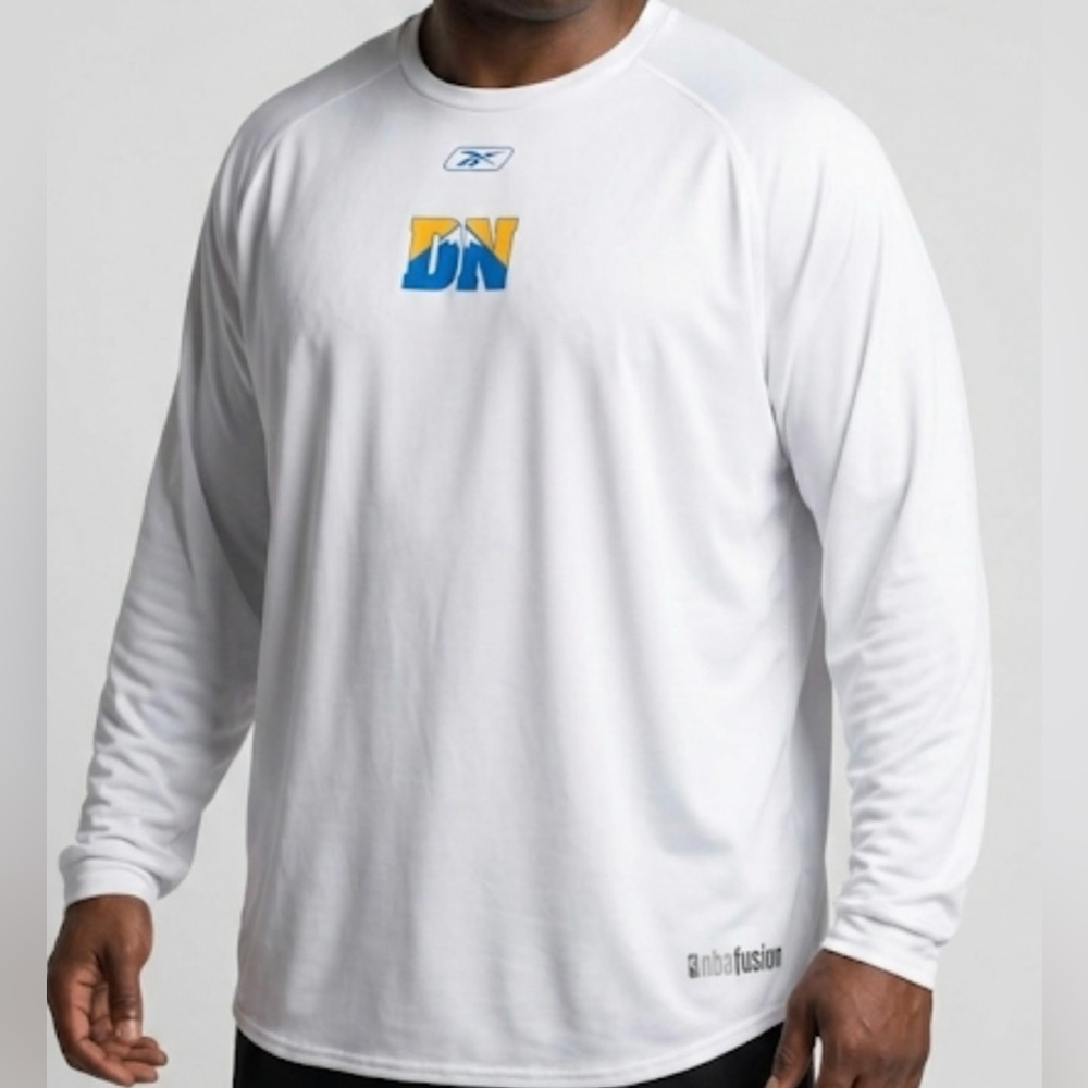 Vintage Reebok NBA Fusion Denver Nuggets Long Sleeve Shirt White 4XL DN Logo